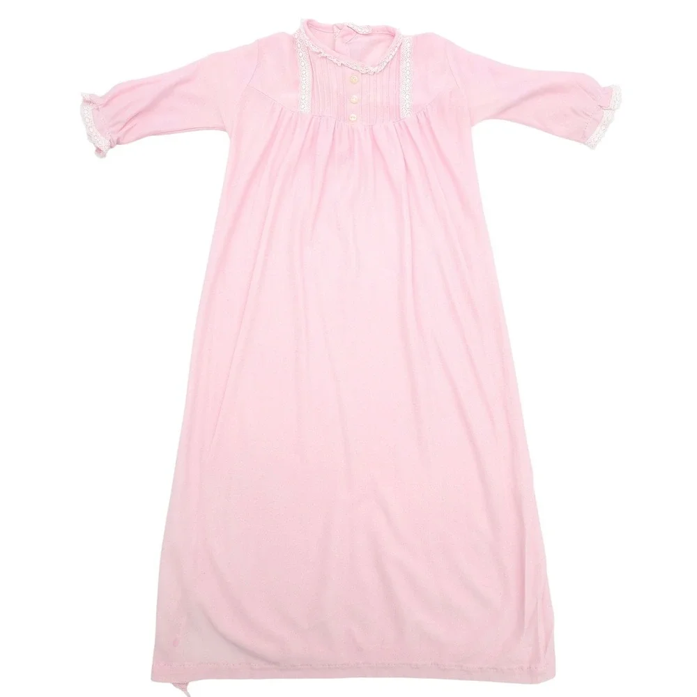 Vintage Cuvver-ups by Cutler Girls Pink Lace Pintuck Nightgown Sleepwear Size S